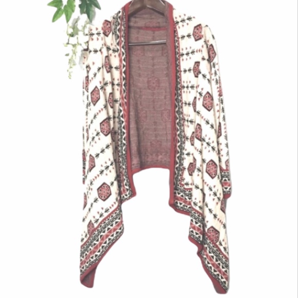 Divided•cascading western country southwestern print cardigan medium